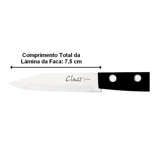Faca Para legumes e frutas Lâmina Inox 7,5cm Black 3" Class Home
